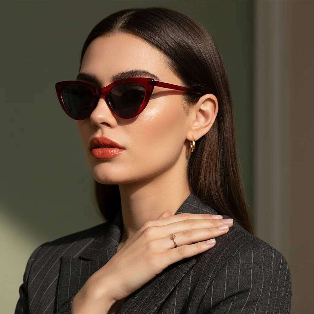 Women's Slim Cat Eye Sunglasses, 90s Retro Narrow Frame, UV400 Protection Anti-Glare Lenses, Trendy Shades Y260207