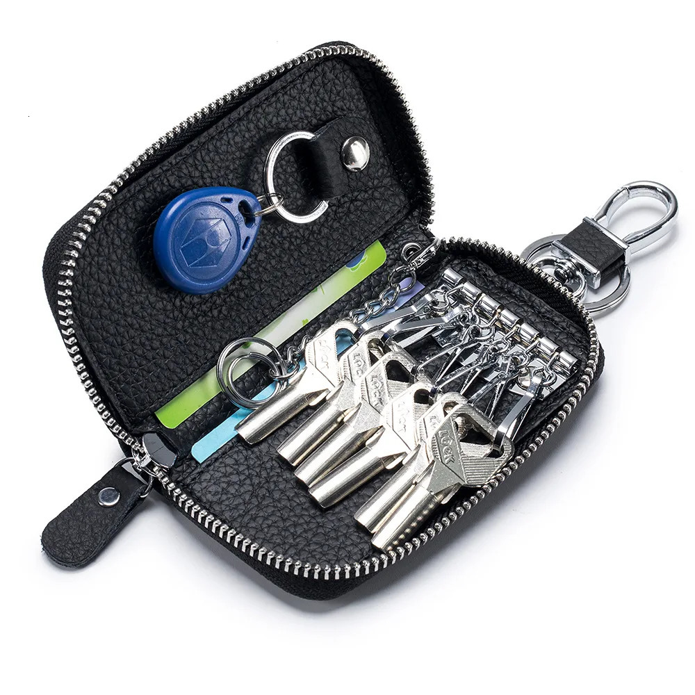 Key Case Multifunctional Zipper Mens Household Key Case Universal Car Keybag Women Leather Organizer Keychain Wallet 10 Color 260129