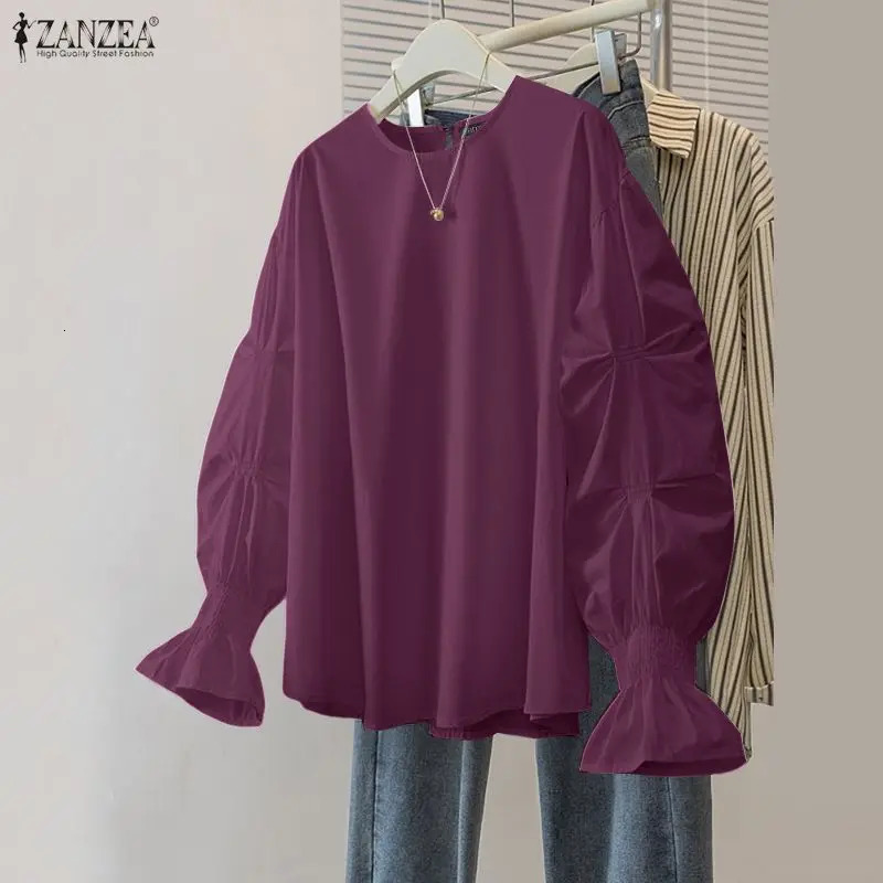 2026 ZANZEA Spring Elegant Long Sleeve Blouse Stylish Women Tops Office Work Shirt Casual Solid Color Buttons Blusas Mujer Femme 260207