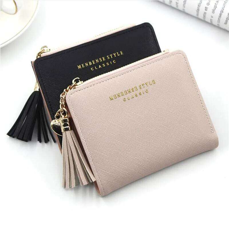 Heart Tassel Small Cute Wallet Short Leather Women Wallets Zipper Purses Portefeuille Female Purse Clutch Bag Y260206