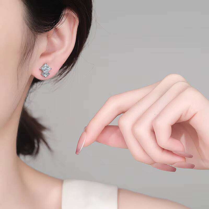 Jewelry 5.5Mm 1Carat Princess Cut Square Vvs Moissanite Earrings 925 Sterling Silver Stud Earring For Women