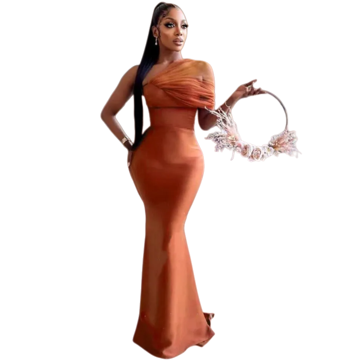 2026 Brown Mermaid Bridesmaid Dress One Shoulder Satin Elegant Evening Prom Formal Party Prom Gowns Dresses ZJ067