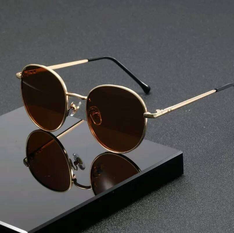 New Fashion Round Women Sunglasses Brand Designer Vintage Men Driving Glasses Metal Frame Eyewear UV400 Gafas De Sol Mujer Y260207