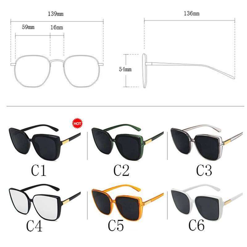 Cat Eye Women Sunglasses Vintage Designer Fashion Black Sun Glasses Big Frame Cool Sexy Female Y260207