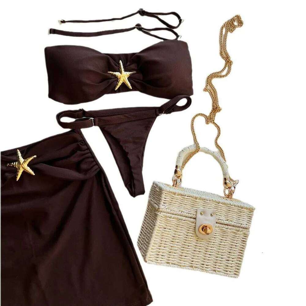Three-piece New Sexy Bikini Solid Color Split Women's Swimsuit C260207