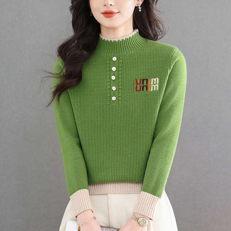 Women's Designer Fashion Winter Tops New Trendy Sweaters Fashionable Stylish Half Turtleneck Base Shirt Slimming