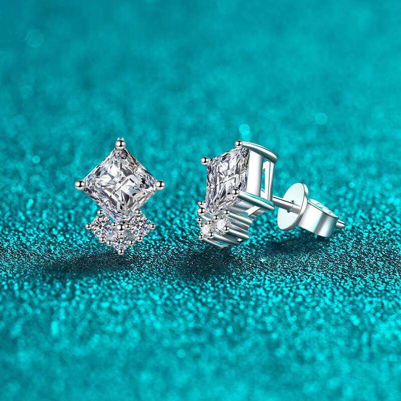 Jewelry 5.5Mm 1Carat Princess Cut Square Vvs Moissanite Earrings 925 Sterling Silver Stud Earring For Women
