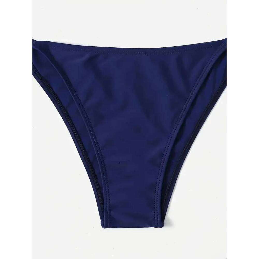 Swimwear Thong Bikini Set New Navy Blue Swimsuits Woman Sexy Bathing Suits Bikinis Triangle Bandage Female Beachwear C260207