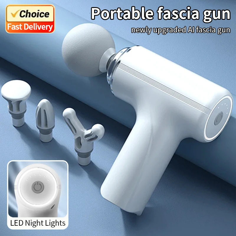 Portable AI Fascial Massage Gun Electric Percussion Massager Body Relaxation With 4 Replaceable Massage Head LED Night Light 260129