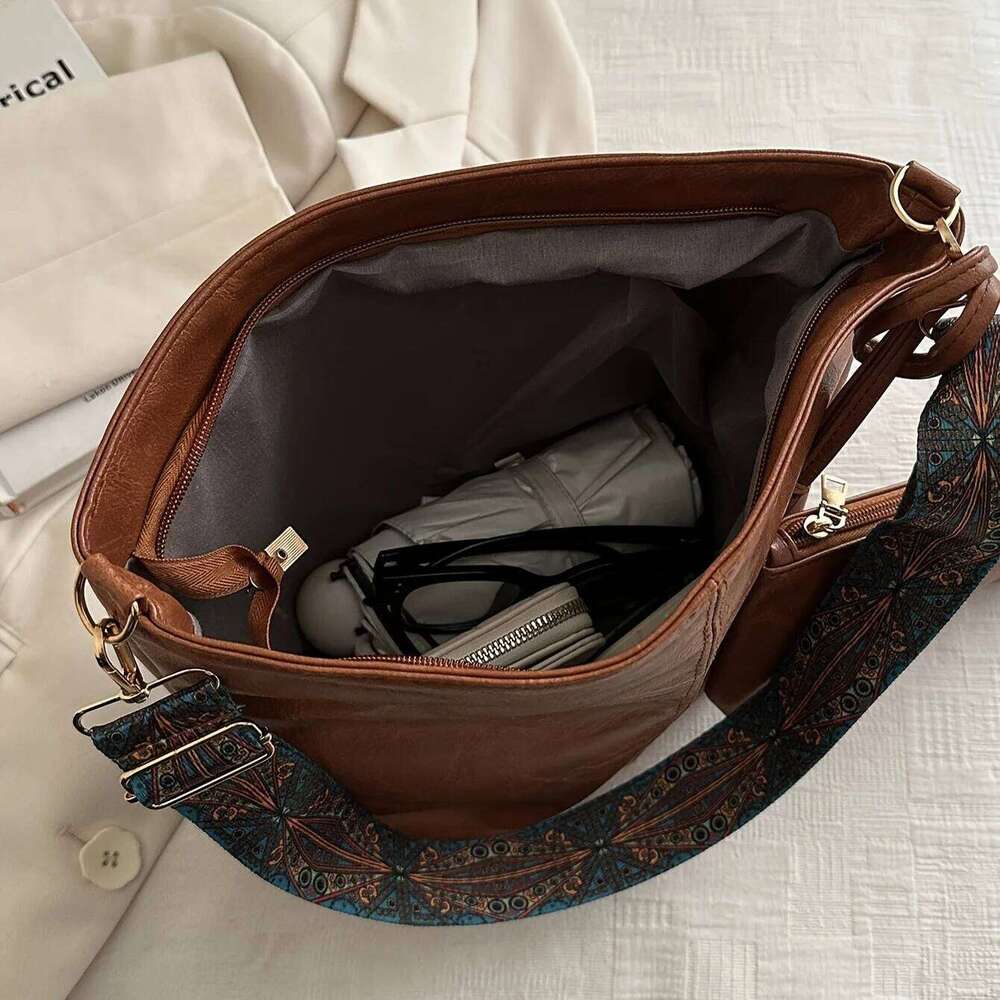 A09 retro PU material women's bucket tote bag set, adjustable wide shoulder strap, large capacity, matching set to meet daily ne C260207