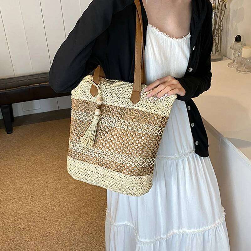 Summer Bags for Women High Quality Rattan Shoulder Bag Travel Handmade Woven Beach Handbags Female Large Capacity Totes C260207