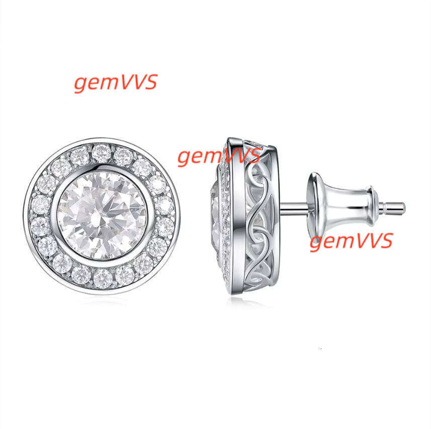 Elegant Halo - Style Moissanite Stud Earrings With Intricate Back Design For Graceful Daily Wear And Special Occasions