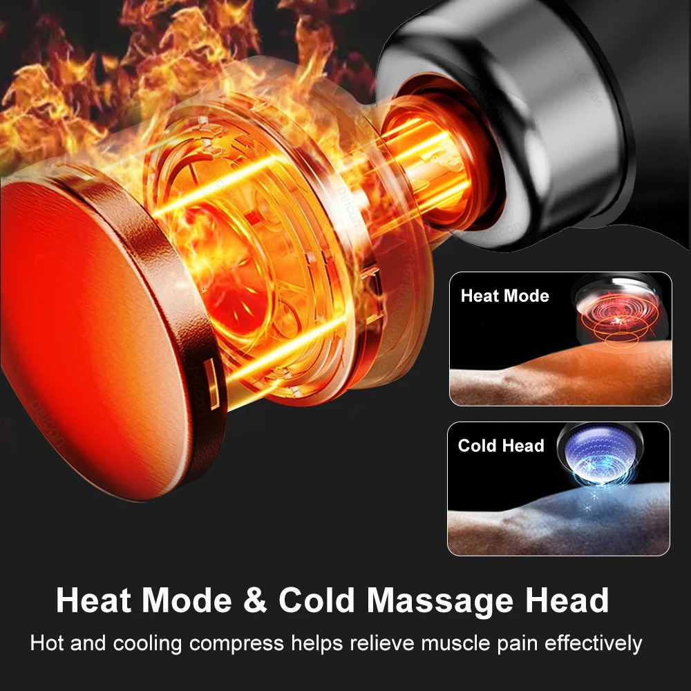 Fascia Gun With Extended Handle Foldable Massage Gun for Neck Back Shoulder Leg Cold Compress Adjustable Body Massagers 260129