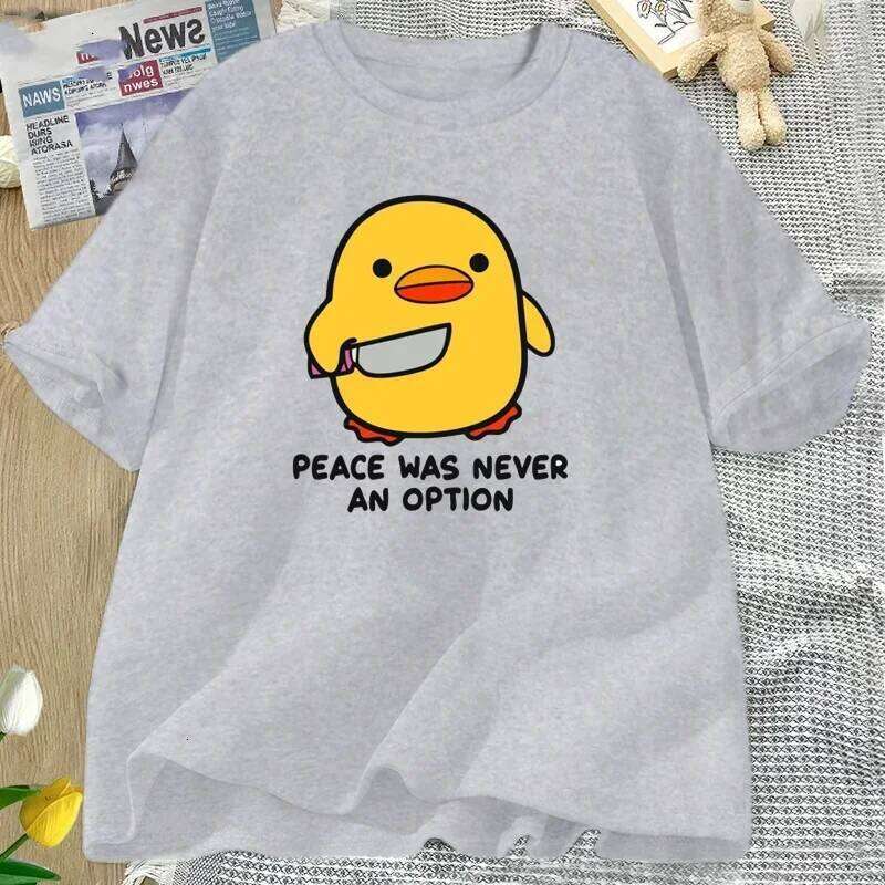 Peace Was Never An Option Cute Animal Tshirt Funny Goose Graphic T Shirts Summer Casual Short Sleeve Tops Women Clothing C260207