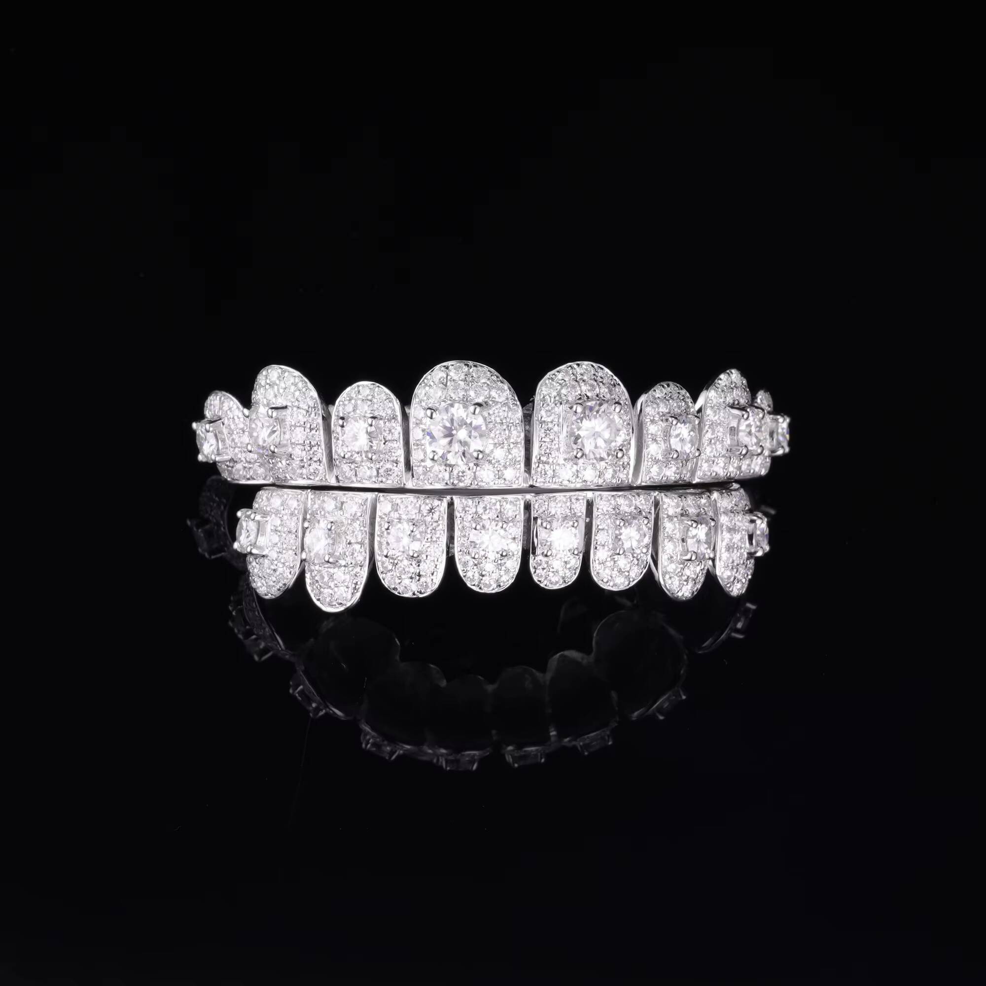 Fashion Jewelry Custom Grillz Vvs Moissanite Teeth Grillz With Round Baguette Brilliant Cut Hip Hop Diamond Grillz