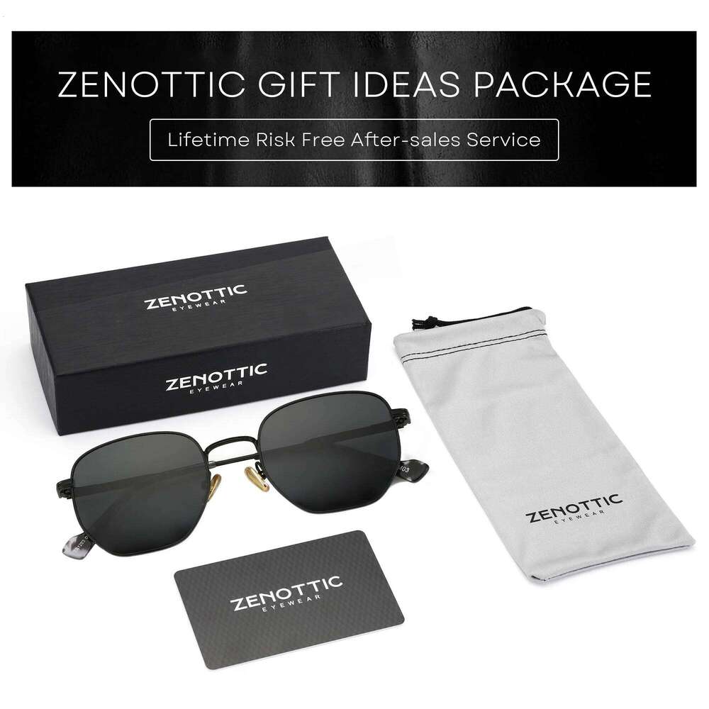 ZENOTTIC Fashion 2024 Hexagonal Geometry Polarized Sunglasses for Men and Women Polygon Metal Shade Pilot Sun Glasses ZS1203 Y260207