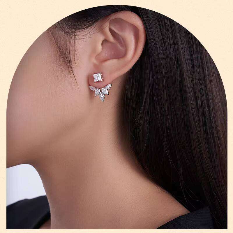 Unique Design Moissanite Simple High-End 925 Sterling Silver Jewelry Women's Exquisite Light Luxury Style Earrings