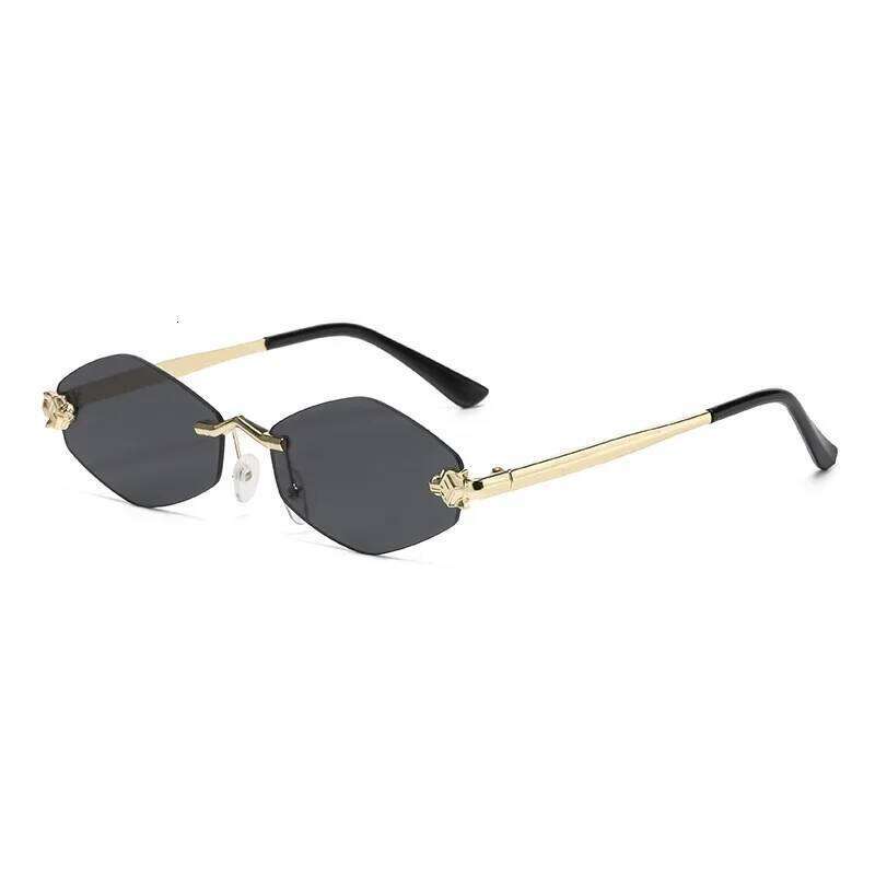 Fashion Small Polygonal Sunglasses for Women Luxury Brand Rimless Brown Rhombus Sun Glasses Woman Vintage Metal Shades Eyewear Y260207
