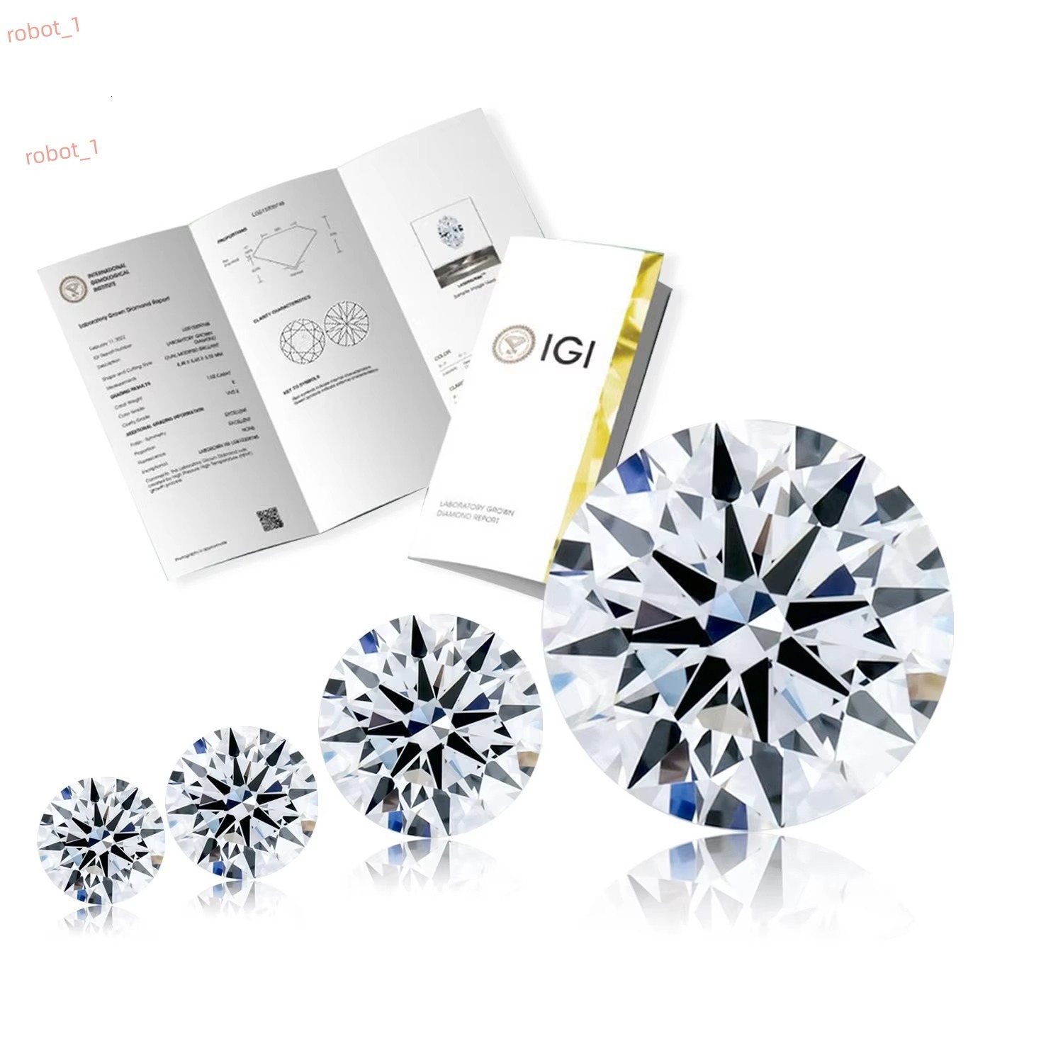 Polished 03ct 04ct 05ct D VVS2 Loose Lab Grown Brilliant Cut Diamonds Starsgem Factory Supply IGI Certificate Laser Drilled