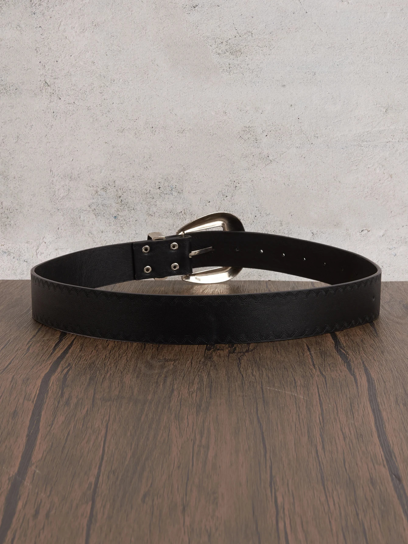 1pc Mens Western Style Distressed Textured Leather Belt Versatile For Summer Jeans Accessory 260124