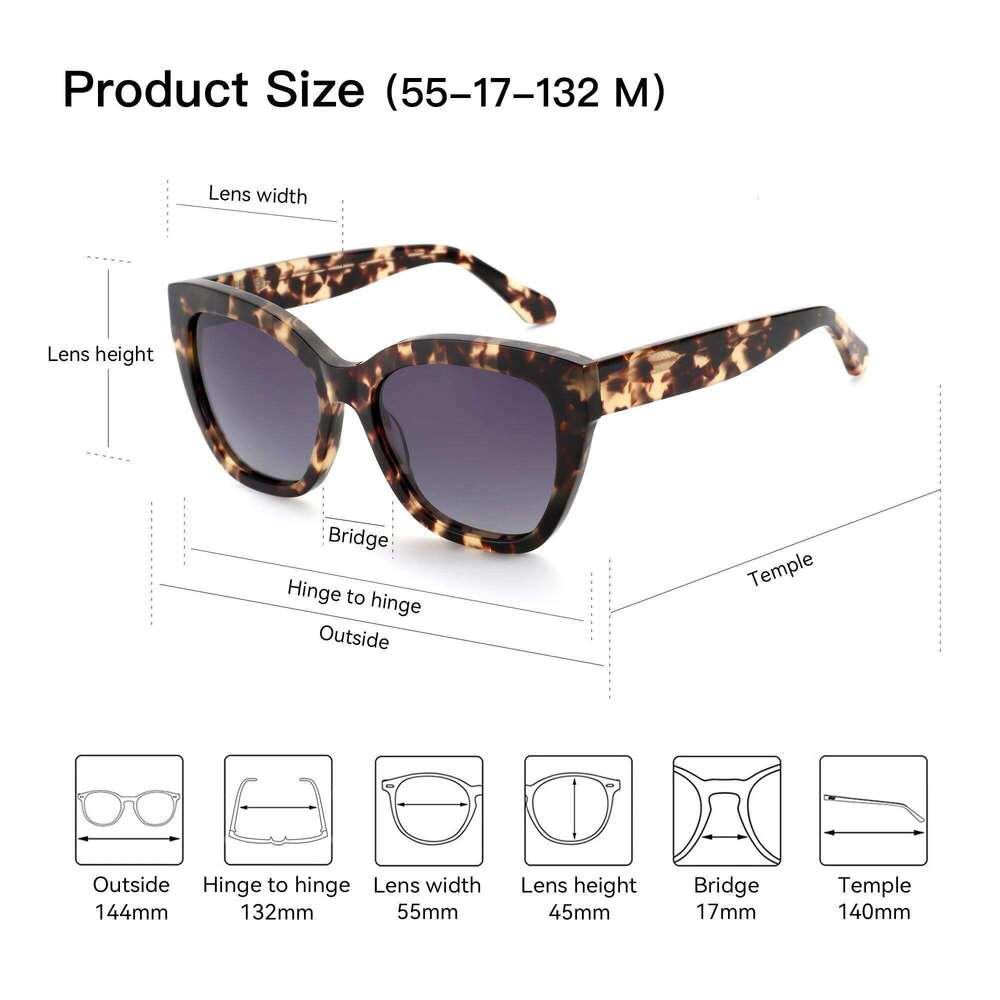 ZENOTTIC Fashion Printing Butterfly Polarized Sunglasses Handmade Acetate Sun Glasses for Women Driving UV400 Protection Y260207