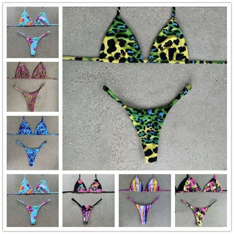 QINJOYER Sexy Brazilian Swimwear 2 Pieces Print Swimsuit Mini Thong Bikini Set Women Biquini Bathing Suits Female C260207