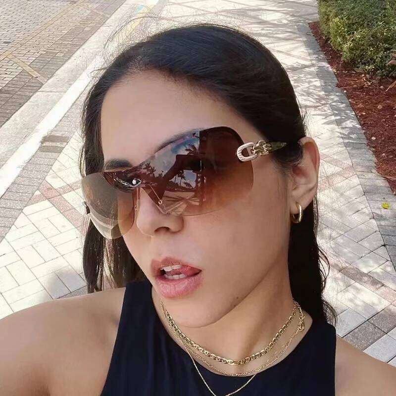 New Y2K Borderless Sunglasses Women's One Body Type Fashion Oval Sun Glasses Summer Trend Lady Eyewear UV400 Oculos De Sol Y260207