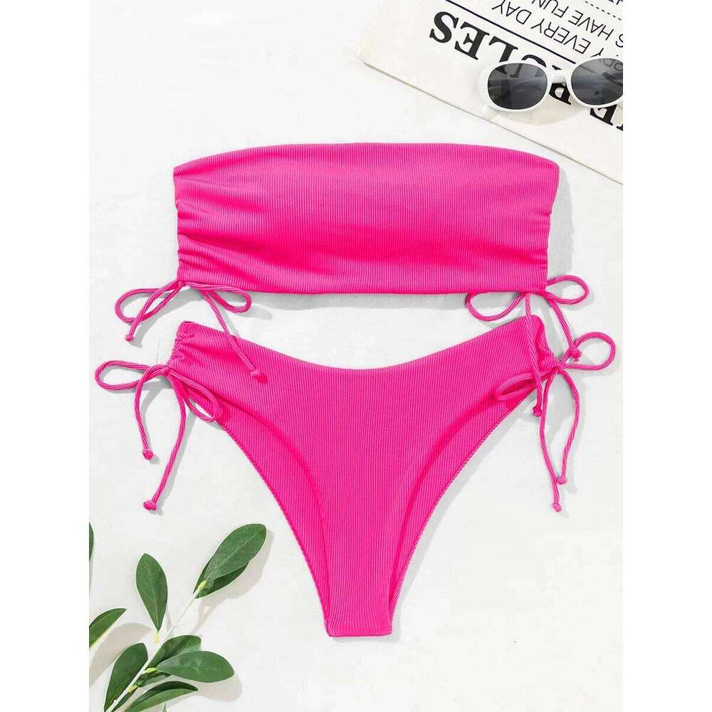 Sexy Bandeau Bikinis 2025 Women Brazilian Swimwear Female Swimsuit Two Pieces Bikini Set Bather Bathing Suits Girls Beach Wear C260207