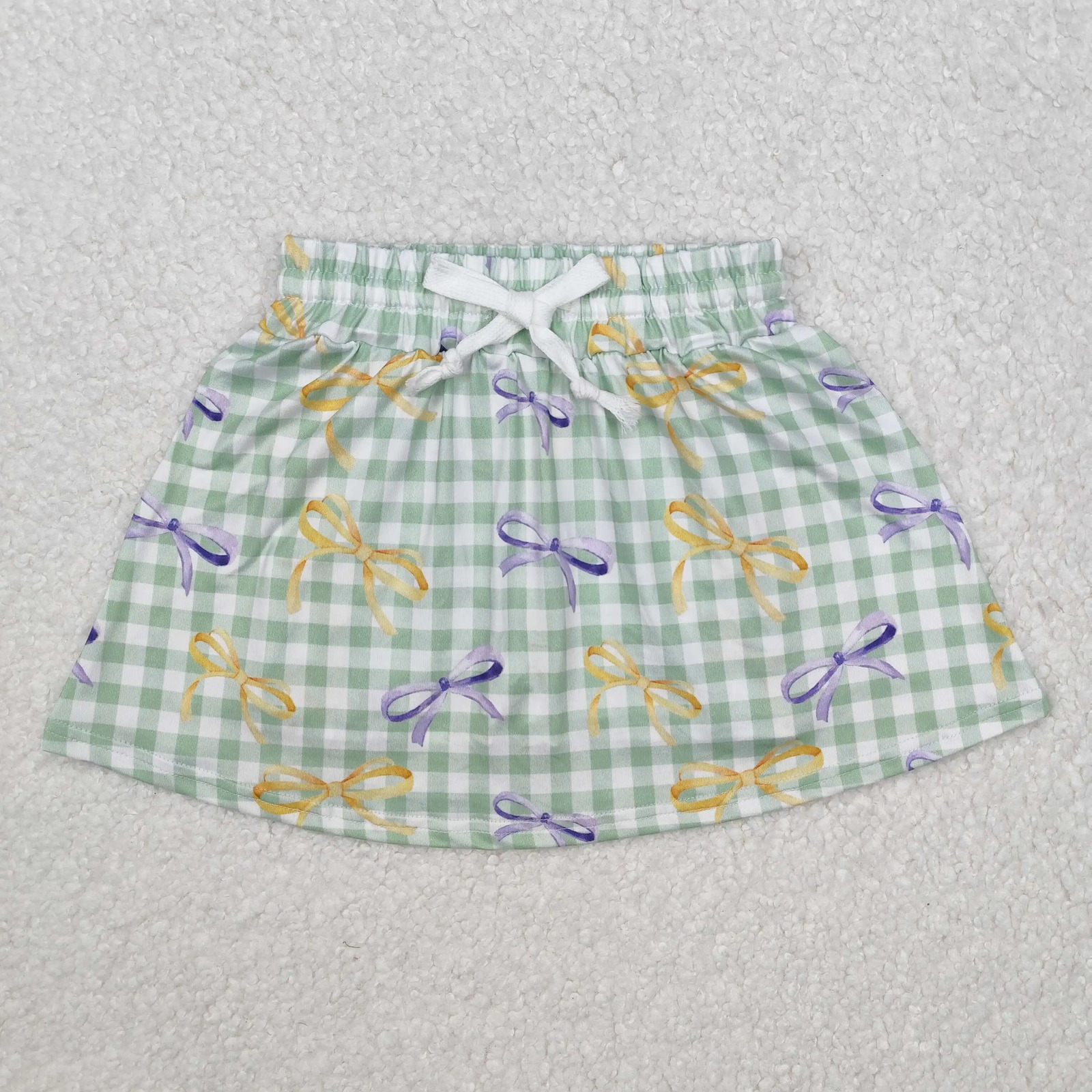 Wholesale Fashion Baby Girls Clothes Mardi Gras Checkered Bows Skort Skirts Shorts Children Infant Kids ner Clothing 260207