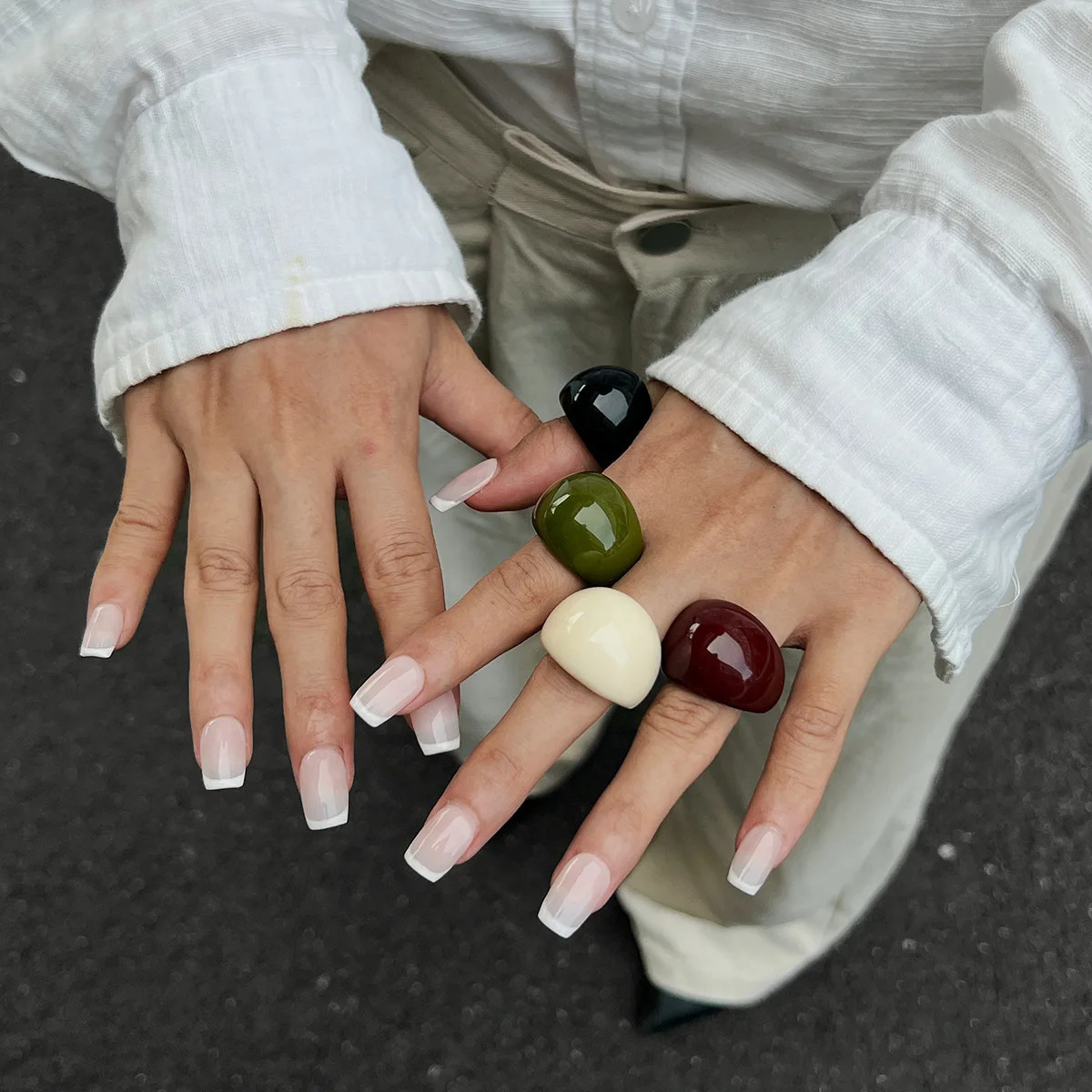 Modern Sweet Moon Shape Acrylic Resin Open Bracelets Rings For Women Geometric Finger Rings Cuff Bangles Punk Minimalist Jewelry 260120