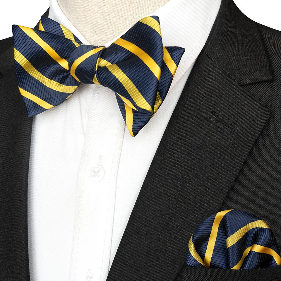 EASTEPIC Striped Bow Tie for Men Hanky Set Plaid Accessory Paisley Neckwear Floral Design Polka Dot Black Evening Party 260130