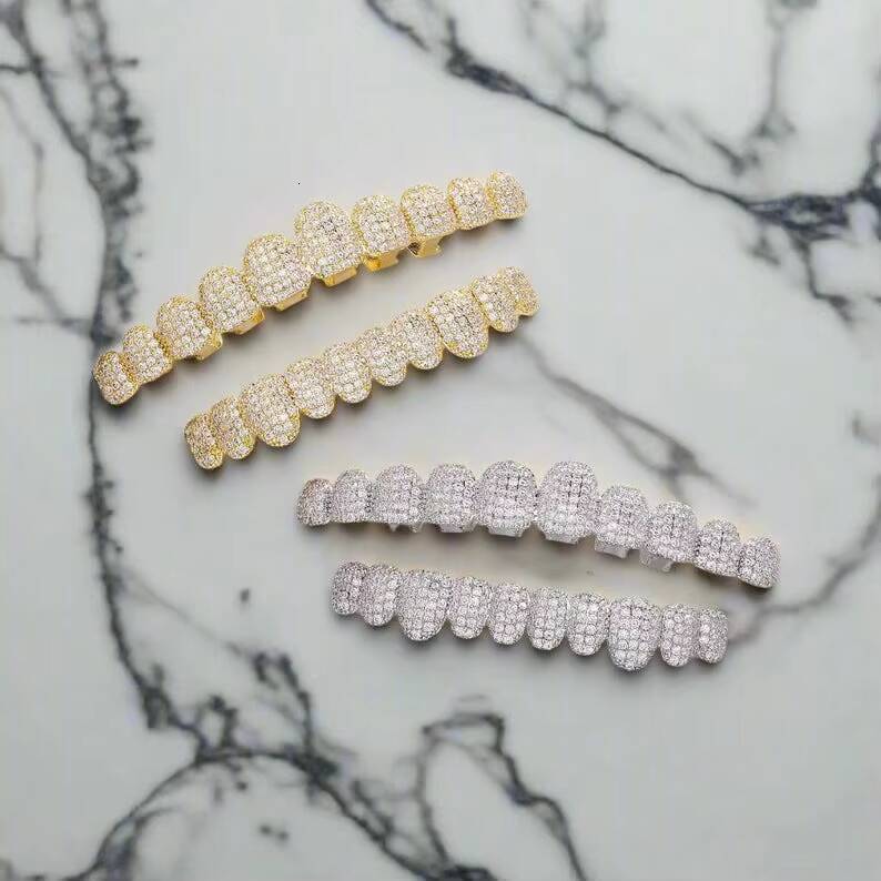 Customized Diamond Moissanite Full Grillz VVS Grade Moissanite Grillz 925 Silver Diamond Grillz Jewelry Gift For Men And Women