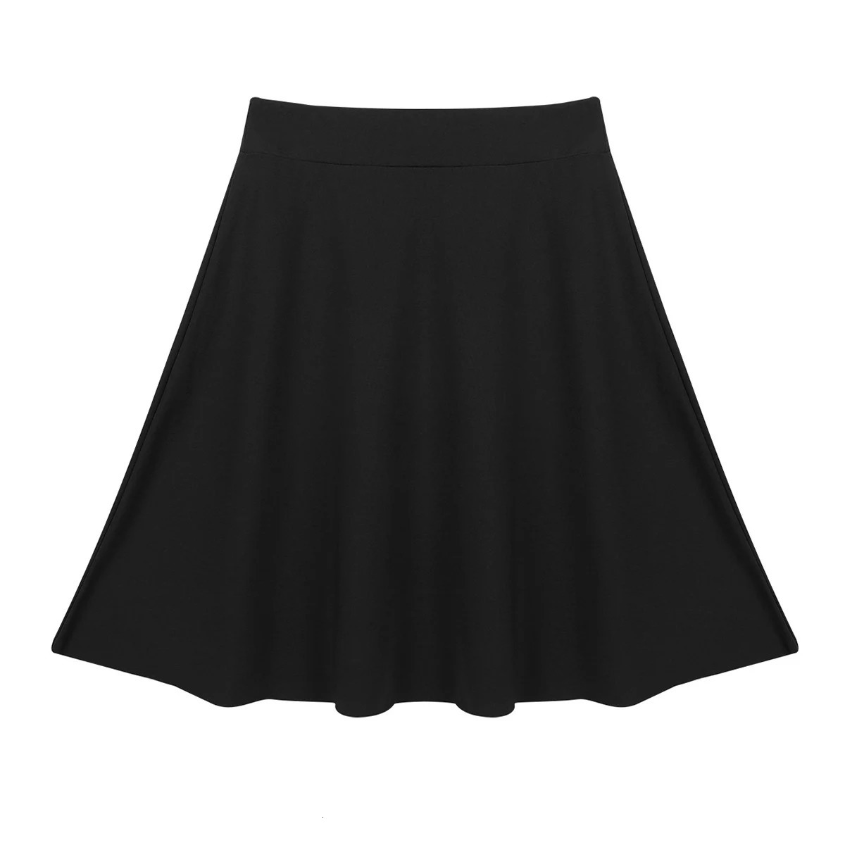 FEESHOW Kids Girls Skirts Big Solid Color Lightweight Stretchy Knee Length Full ALine Skater Skirt Casual Party Clothes 260207