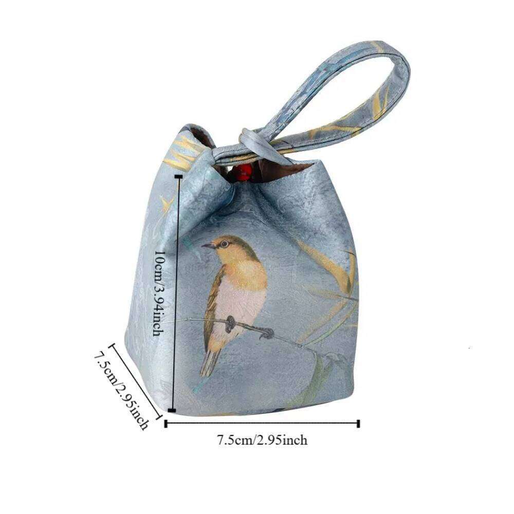 Chinese Style Teacup Drawstring Cloth Print Breakage-proof Teaware Storage Bag Portable Multifunctional Small Item Pouch