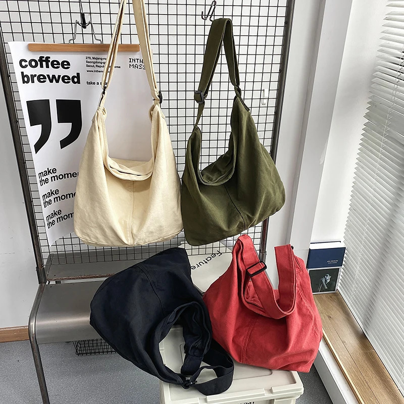 HOCODO Bags for Women Canvas Shoulder Bag Fashion Large Capacity Handbags Female Casual Travel Bags Soft Crossbody Bags 260306