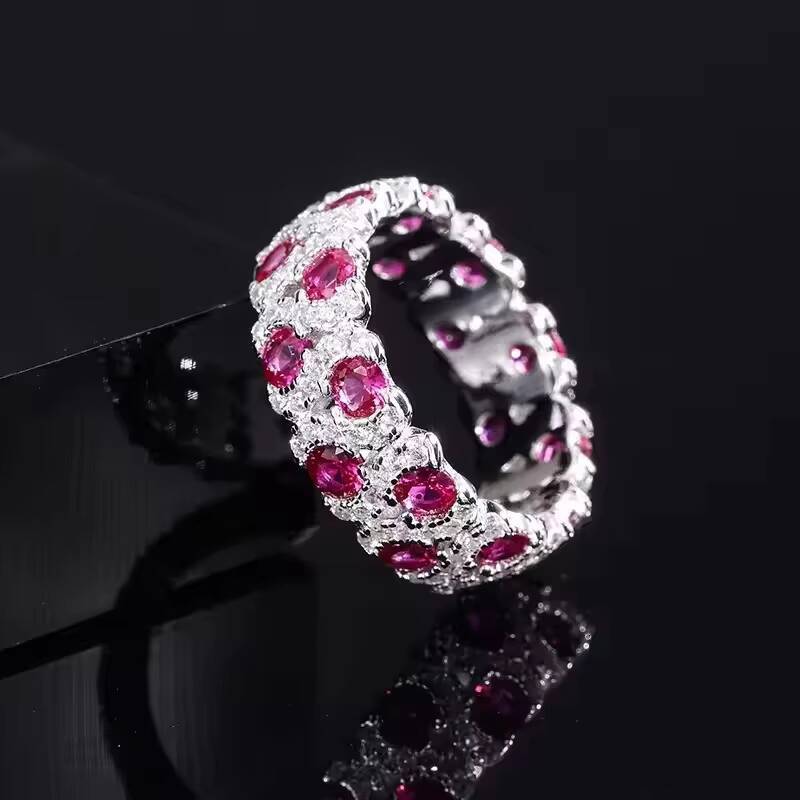High Quality Trendy Hip Hop Jewelry Rhodium Plated Colorful Full Bling Cubic Zircon Diamond 925 Silver Gemstone Ring for Women