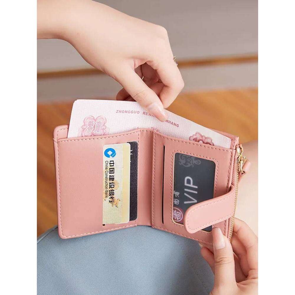Classic Luxury Card Clip Short Wallet Small Multi functionalPULeather Handbag Solid Color Double Fold Women's ZeroWallet Y260206