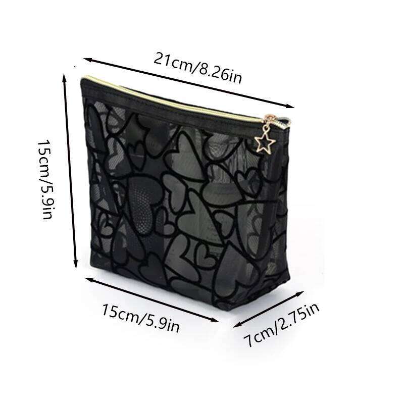 Love style storage hand-held bag, can be classified, mesh makeup bag Y260206