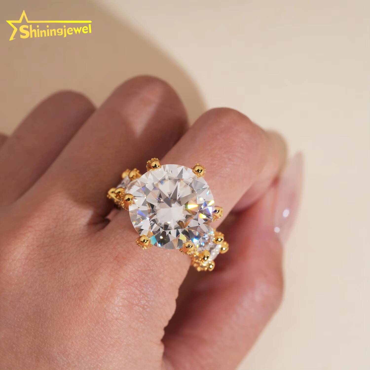 Top Quality 925 Sterling Silver Luxury 20ct VVS Diamond Women Engagement Moissanite Ring