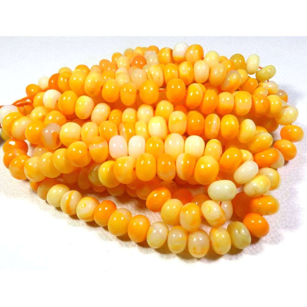 Natural Orange Dyed Opal Gems Rondelle Beads 9Mm Smooth Polished Loose Gemstones 16" Strand Top Grade Wholesale Lot For Jewelry