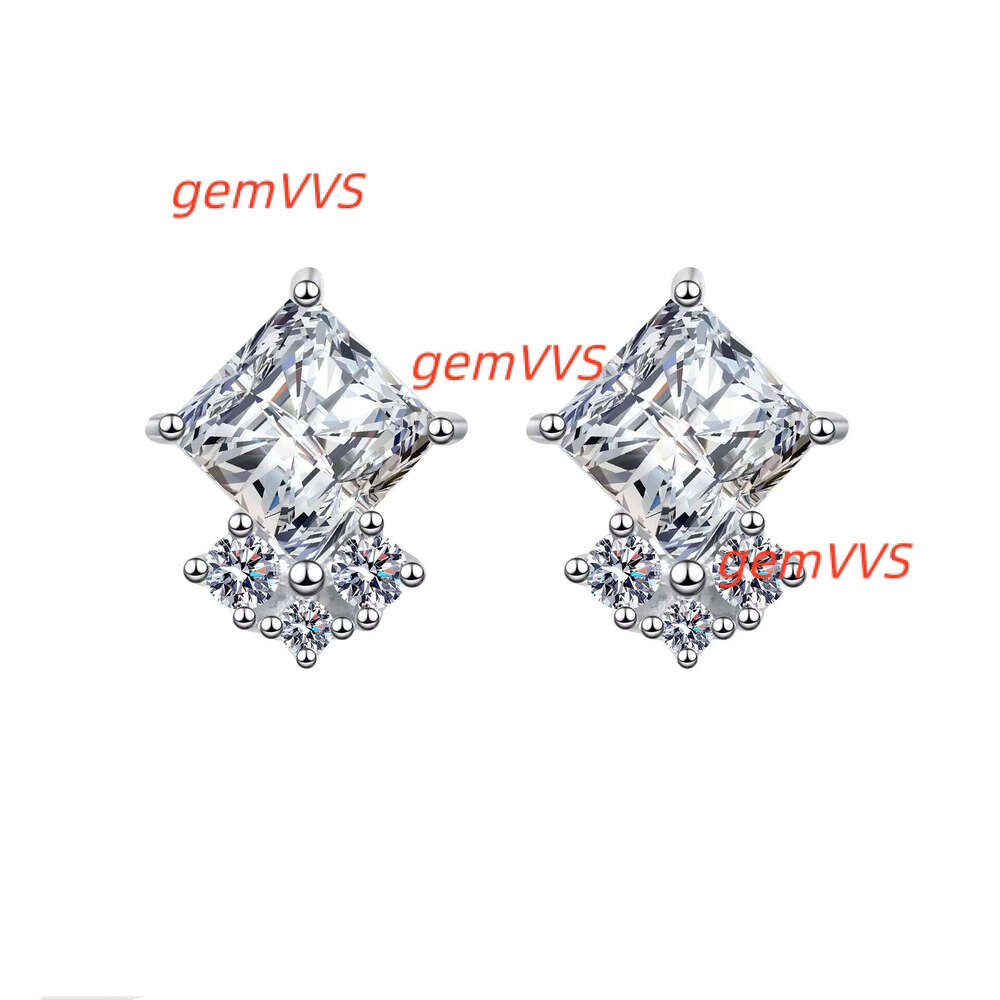 Jewelry 5.5Mm 1Carat Princess Cut Square Vvs Moissanite Earrings 925 Sterling Silver Stud Earring For Women