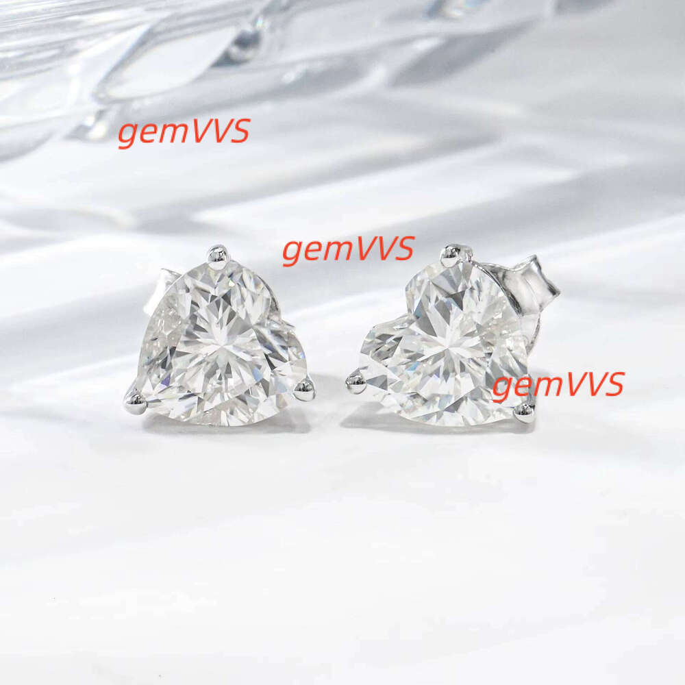 DEYIN 2Ct Stud Luxury Heart Vvs Moissanite Diamond Hip Hop Silver 925 Jewelry Factory Studs Earrings