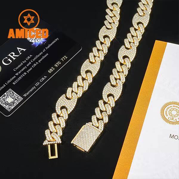 European American 12mm Pig Nose Necklace S925 Silver Moissanite Cuban Chain Trendy Hip-hop Unisex Electroplated