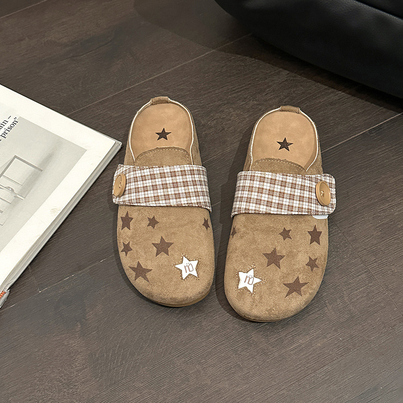 Women'S Summer New Style Outside Wear A Foot Pedal Flat Shoes Inside The Increased Head Half Slipper Single Shoes