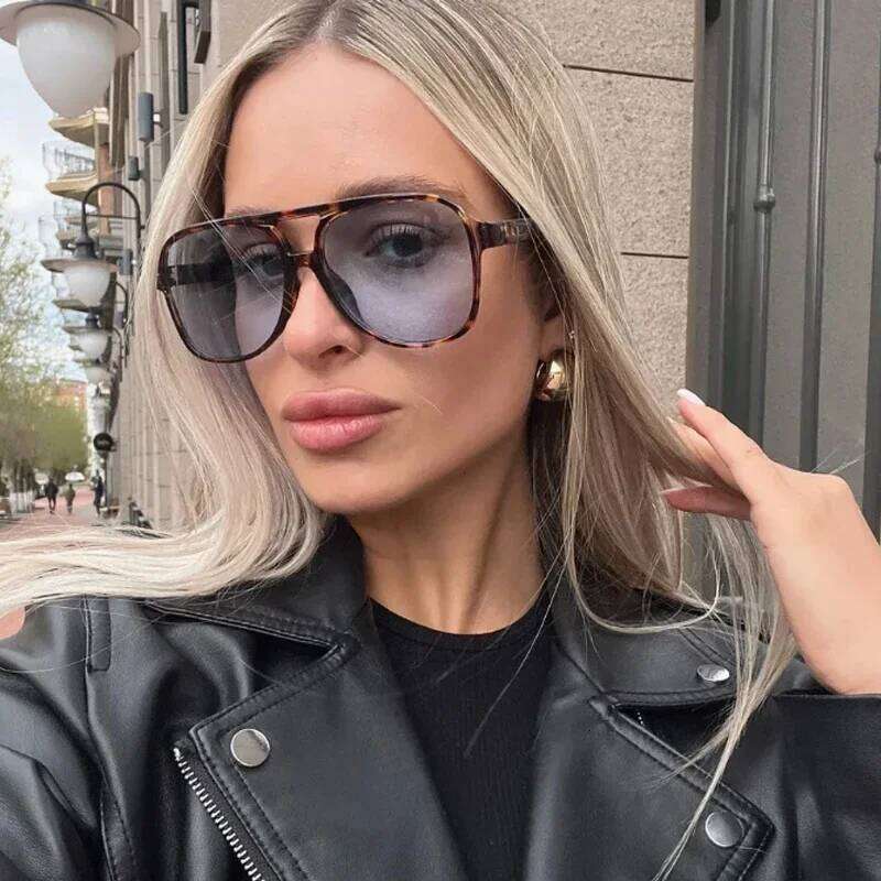 Fashion Large Frame Pilot Women Sunglasses Colorful Lens Gradient Sun Glasses Outdoor Casual Man Eyewear UV400 Y260207