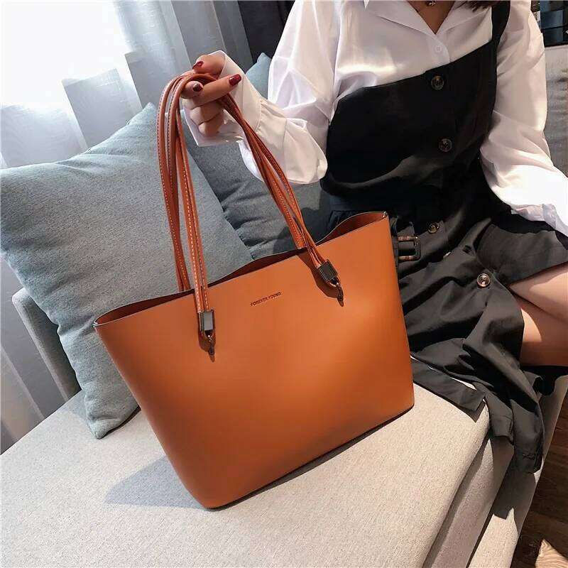 Ladies' Large-capacity Fashionable High-quality PU Handbag Niche Commuter Tote Minimalist Style Classic Shoulder Bag C260207