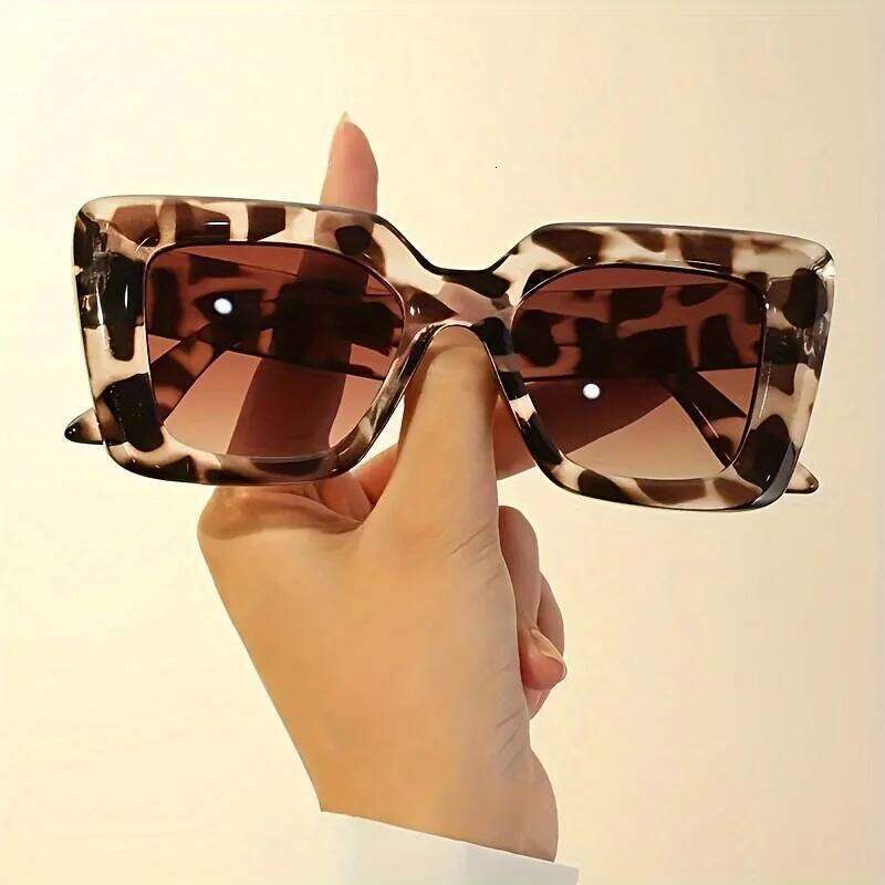 Leopard Retro Oversized Fashion Women Chic Large Frame Glasses Perfect For Vacation Beach & Travel Y260207
