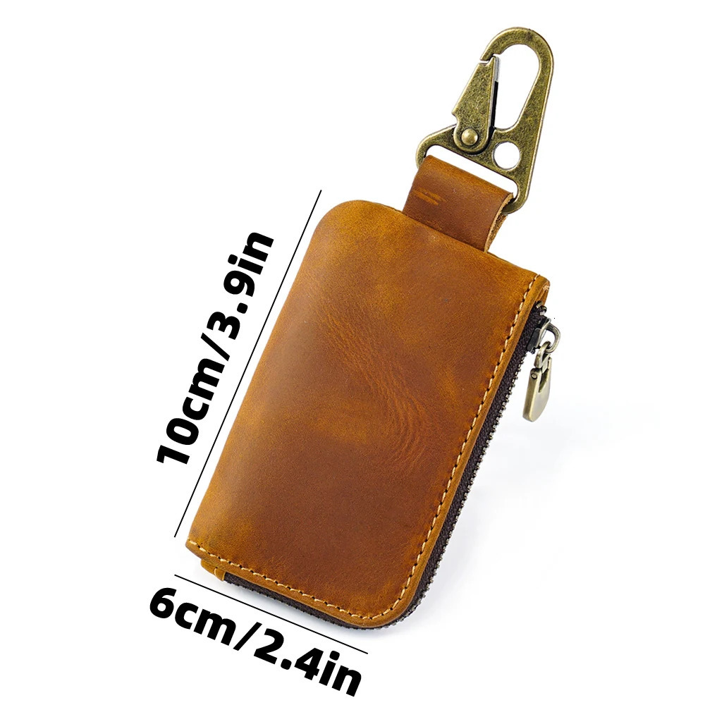 Multi-Functional Leather Coin Purse with Keychain Ring Key Holder Wallet with Carabiner Hook for Coins Keys Cards Mini Purse 260129