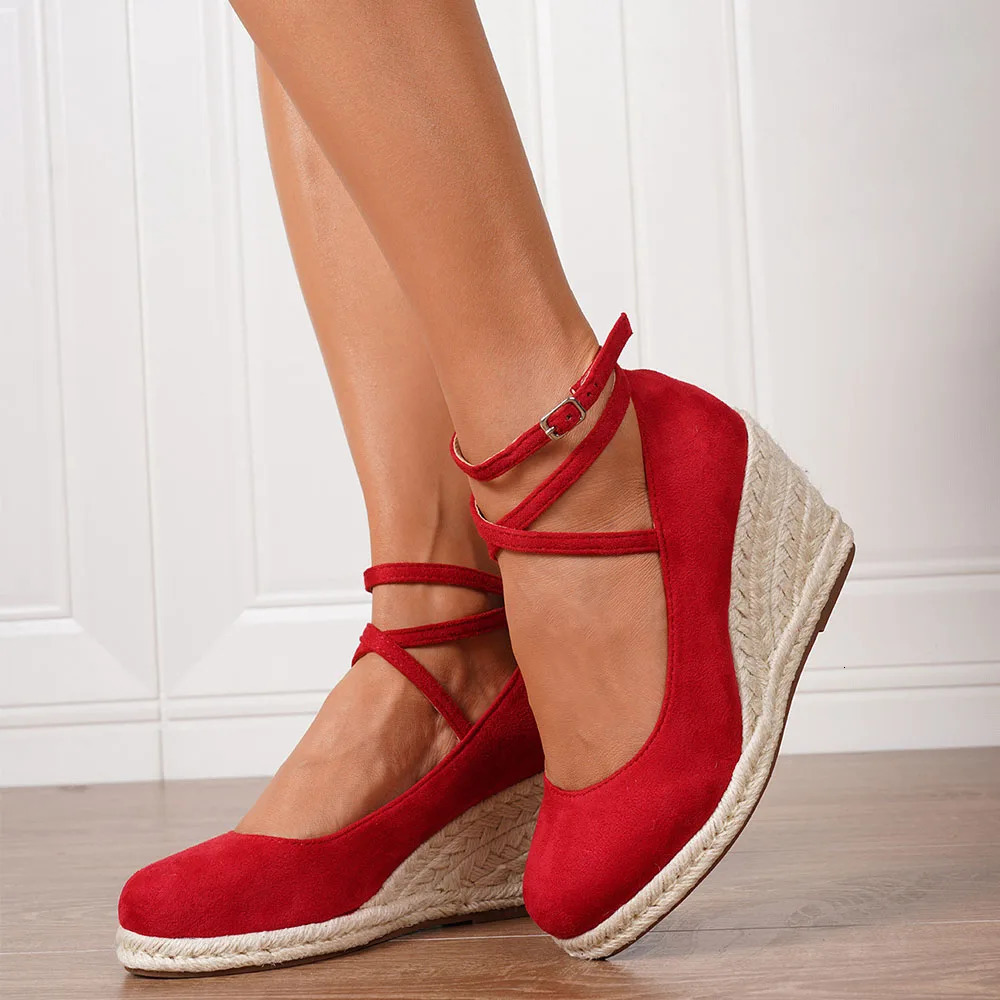 Womens Sandals Summer Breathable Lace Fashion Ankle Strap Platform Wedges High Heeled Sandal Sandalias De Mujer 260208