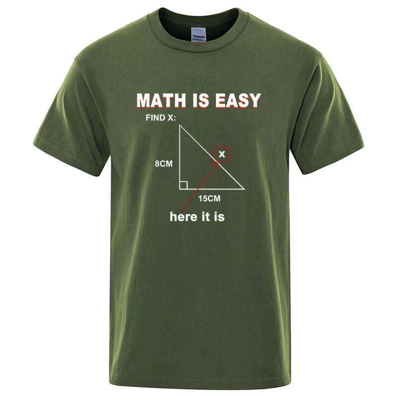 Men's High Quality 100% Cotton Casual Funny Math Print Cool Loose O-neck T Shirt for Men Short Sleeve T-shirt Male Tops C260207